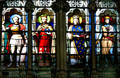 French kings & leaders stained glass windows in St-Séverin Church. Paris, France