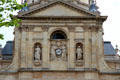 Facade details of Sorbonne Chapel including clock by Niot of Paris. Paris, France.