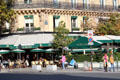 Les Deux Magots literary restaurant at place Sartre-Beauvoir on Place St-Germain-des-Prés. Paris, France.