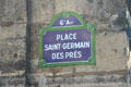 Typical Parisian street sign for Place St-Germain-des-Prés. Paris, France.