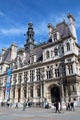 Central section of Paris City Hall mirrors original core of building. Paris, France.