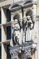 Monuments to Parisian historic dignitaries on Paris City Hall. Paris, France.