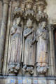King & queen carved on pillar at Saint-Germain-l'Auxerrois. Paris, France.