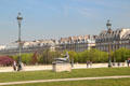 L'Air statue by Aristide Maillol in Tuileries Garden with rue de Rivoli buildings beyond. Paris, France.