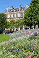 Flower beds in Jardins des Champs Elysees. Paris, France.