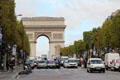 Arc du Triomphe & traffic on Champs Elysees. Paris, France