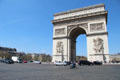 Traffic circles around Arc du Triomphe on Place Charles de Gaulle. Paris, France.