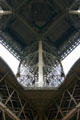 View up to platform of Eiffel Tower. Paris, France.