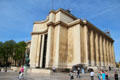 Southern wing of Palais de Chaillot which hosts a naval & an ethnology museum. Paris, France.
