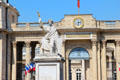 Statue of law in front of gateway to Court of Honor at French National Assembly. Paris, France.