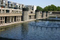 Residential structures on pool north of City of Science at Parc de la Villette. Paris, France.
