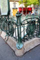Art Nouveau Paris Metro stair corner railing posts. Paris, France.