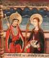 St Clement & Ste Lucia painting by Master of Viella from Catalonia at Museum of Decorative Arts. Paris, France