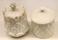 Porcelain cosmetic jars made by Manuf. Saint-Cloud of Paris at Museum of Decorative Arts. Paris, France