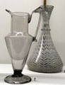 Glass ewer from Provence? & vase bottle with combed pattern from France at Museum of Decorative Arts. Paris, France.