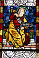 Apostle St Jean stained glass from Chapel of Chateau of Rouen at Cluny Museum. Paris, France.