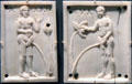 Ivory carved plaques of Adam & Eve from Constantinople at Cluny Museum. Paris, France.