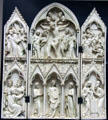 Ivory carved triptych of Childhood & Passion of Christ from Tarn, France at Cluny Museum. Paris, France