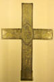 Gilded copper cross with Christ & Evangelist symbols from Italy? at Cluny Museum. Paris, France.