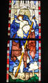St. Christopher stained glass window from Cologne at Cluny Museum. Paris, France.