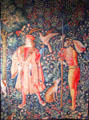 Hunting tapestry of Noble Life series in millefleur style from southern Low Countries at Cluny Museum. Paris, France.