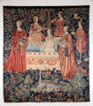 Bath tapestry of Noble Life series in millefleur style from southern Low Countries at Cluny Museum. Paris, France.