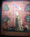 Touch panel of Lady & Unicorn tapestry series from Paris at Cluny Museum. Paris, France.