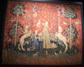 Taste panel of Lady & Unicorn tapestry series from Paris at Cluny Museum. Paris, France.