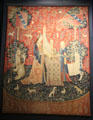 Hearing panel of Lady & Unicorn tapestry series from Paris at Cluny Museum. Paris, France.