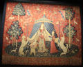 My Only Desire panel of Lady & Unicorn tapestry series from Paris at Cluny Museum. Paris, France.