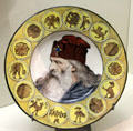 Ceramic plate showing Charlemagne by Albert Anker with Théodore Deck from Sèvres at Petit Palace Museum. Paris, France.