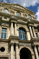 Architectural details of Richelieu Pavilion of Louvre Palace & Museum. Paris, France.
