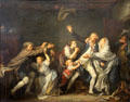 Paternal curse against ungrateful son from the prodigal son painting by Jean-Baptiste Greuze at Louvre Museum. Paris, France.