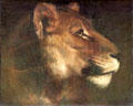 Head of a lion painting by Théodore Géricault at Louvre Museum. Paris, France.
