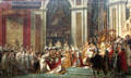 Consecration of Emperor Napoleon I on Dec. 2, 1804 in Notre Dame Cathedral painting by Jacques-Louis David at Louvre Museum. Paris, France.