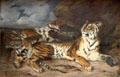 Young tiger with its mother painting by Eugène Delacroix at Louvre Museum. Paris, France.