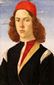 Portrait of young man by Sandro Botticelli at Louvre Museum. Paris, France.
