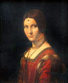 Portrait of a woman called La Belle Ferronniere by school of Leonardo da Vinci at Louvre Museum. Paris, France.