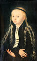 Portrait of Magdalena Luther daughter of Martin Luther by Lucas Cranach the Elder at Louvre Museum. Paris, France.