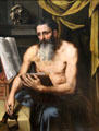 St. Jerome in meditation painting by Willem Key or Adriaen Thomasz Key at Louvre Museum. Paris, France.