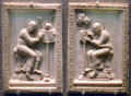 Ivory plaques of Evangelists Mark & Luke at Louvre Museum. Paris, France.