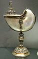 Gilded silver mounted nautilus shell cup by Ulricht Ment of Augsburg, Germany at Louvre Museum. Paris, France.