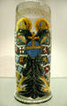 Enameled glass humpen with arms of Holy Roman Empire from Germany at Louvre Museum. Paris, France