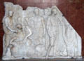 Marble relief of examination of entrails from Rome at Louvre Museum. Paris, France.