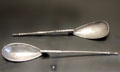 Two silver spoons from Lampsaque, Syria at Louvre Museum. Paris, France.