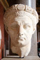 Roman Emperor Claudius portrait head with crown from Thasos at Louvre Museum. Paris, France.
