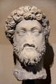 Roman Emperor Marcus Aurelius portrait head from Tunisia at Louvre Museum. Paris, France.