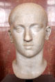 Roman Emperor Severus Alexander portrait head at Louvre Museum. Paris, France.