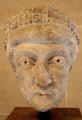 Roman Eastern Emperor Theodosius II portrait head at Louvre Museum. Paris, France.