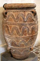 Minoan terracotta Pithos liquid storage jar from Crete at Louvre Museum. Paris, France.